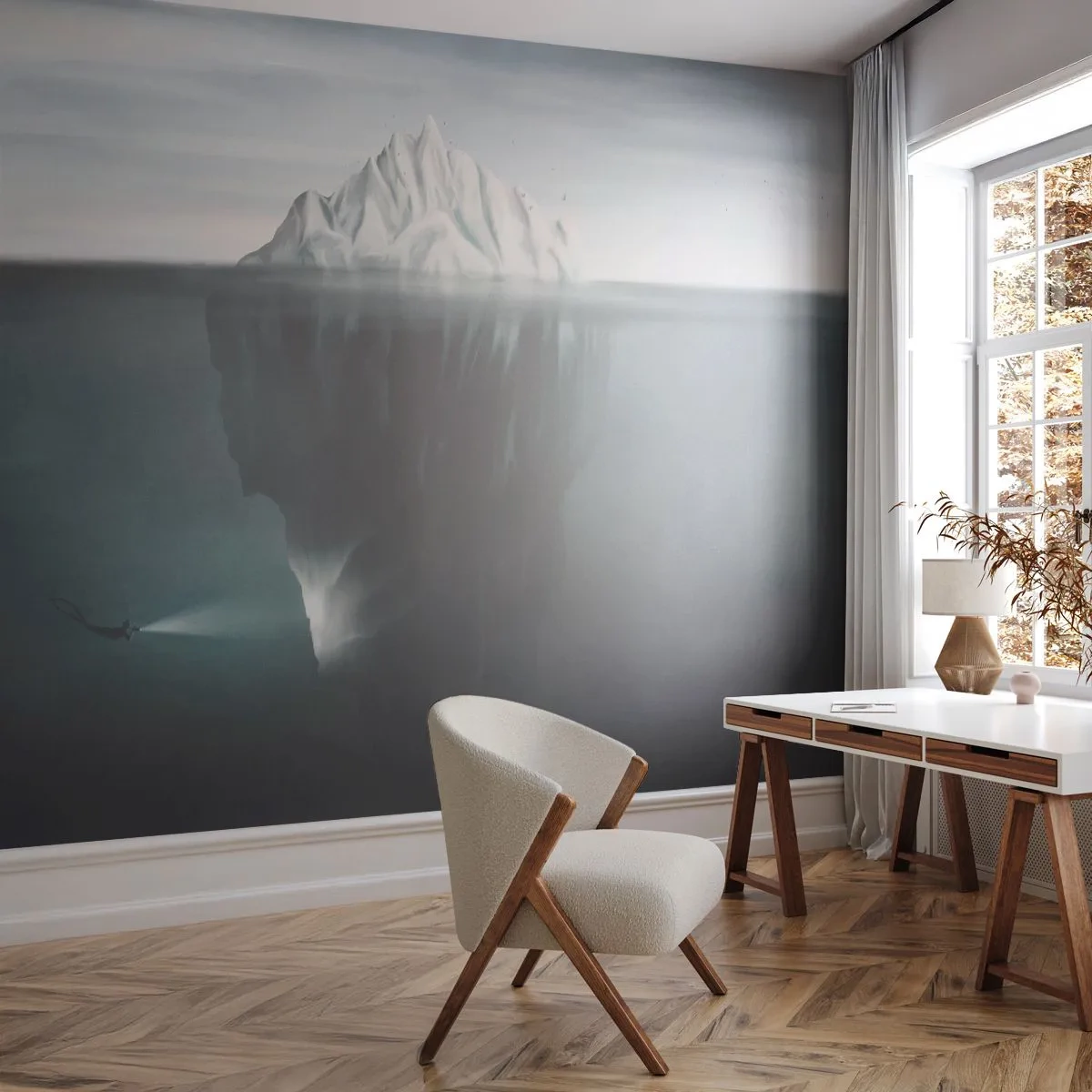 Custom Wallpaper Premium Sand - Underwater Secret - Iceberg, Glacier, Diver