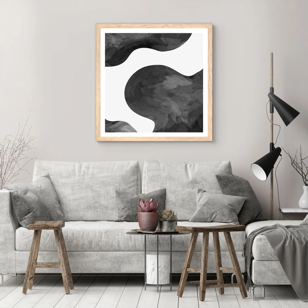 Poster in light oak frame - Milky Way - 60x60 cm