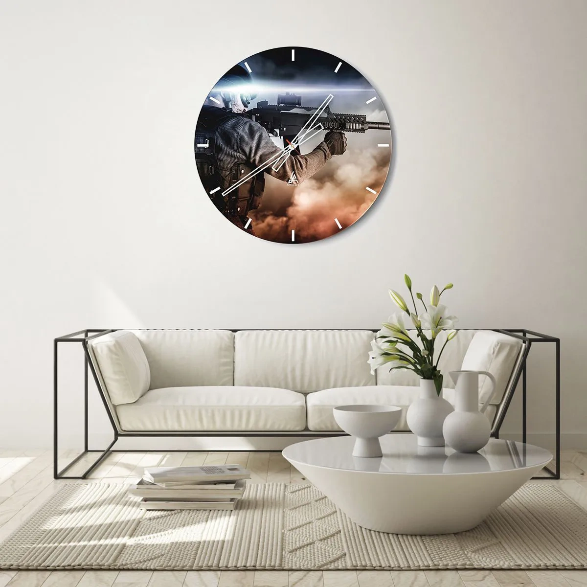 Wall clock - Clock on glass - Simply a Hero - 40x40 cm