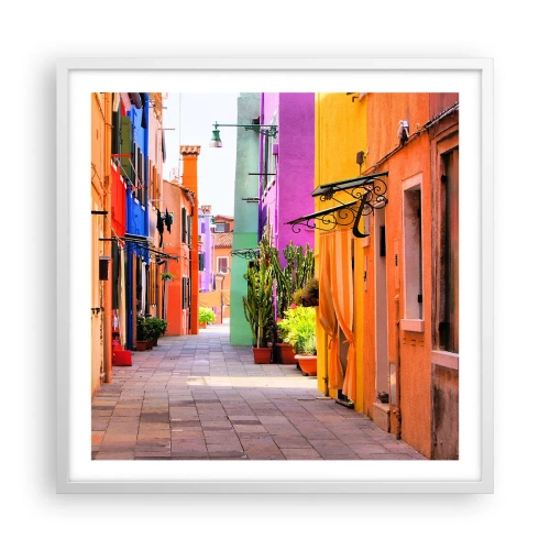 Poster in white frmae - Rainbow Alley - 60x60 cm