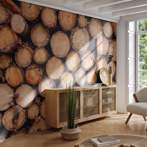 Self-Adhesive Photo Wallpaper Deluxe Sticker - New Beginning - Wood, Wood Logs, Nature - 100x70 cm