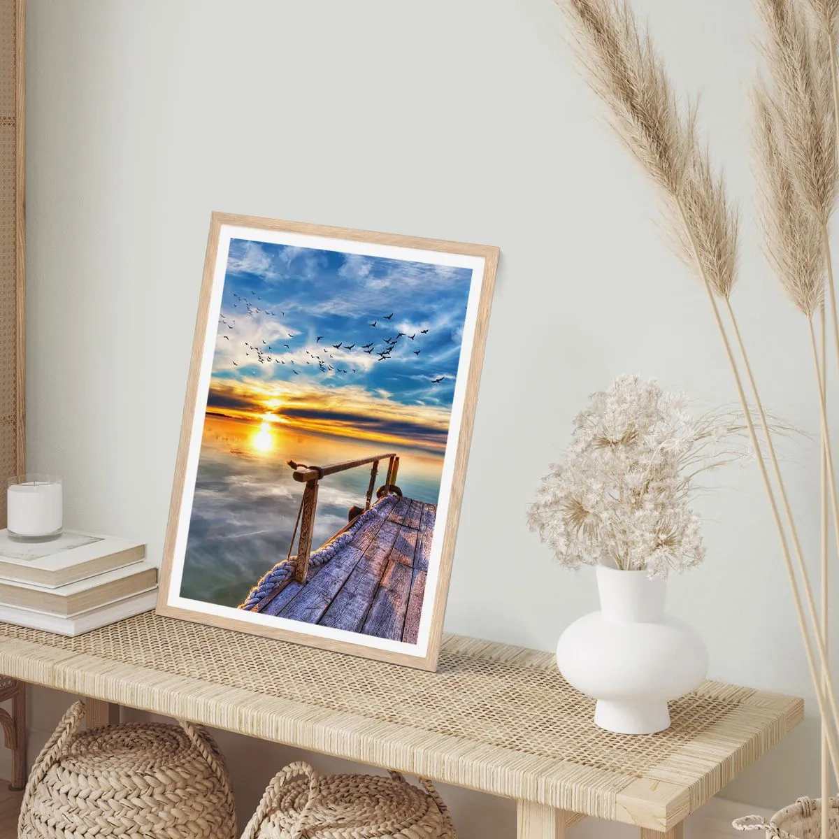 Poster in light oak frame - Wind is Taking a Break - 50x70 cm