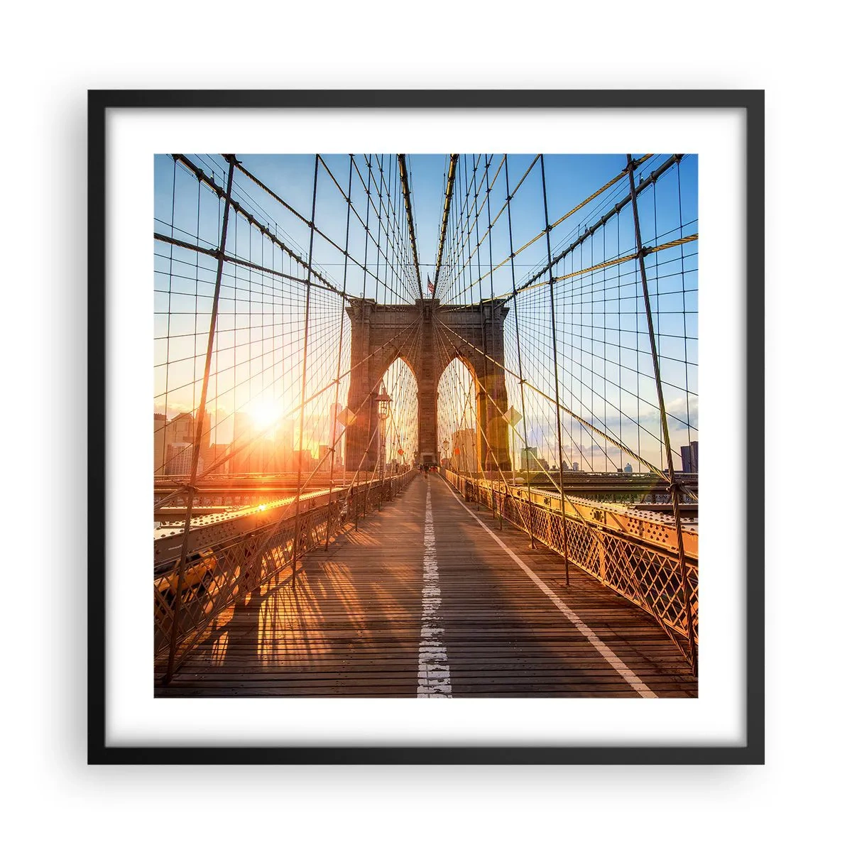 Poster in black frame - On a Golden Bridge - 50x50 cm