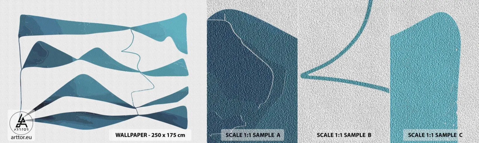 Photo Wallpaper Sample Premium Sand - Abstract: Turquoise Relation - Minimalism, Elements, Abstraction - 100x30 cm