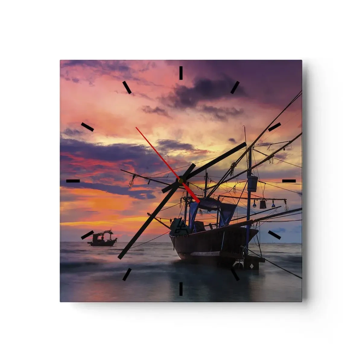 Wall clock - Clock on glass - Exotic Evening - 40x40 cm