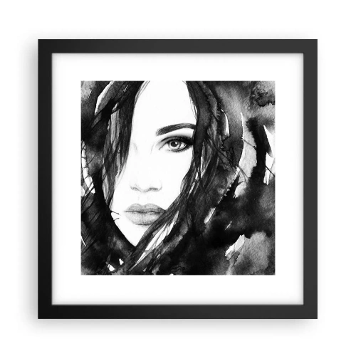 Poster in black frame - Portriat of a Lady in Black and White - 30x30 cm