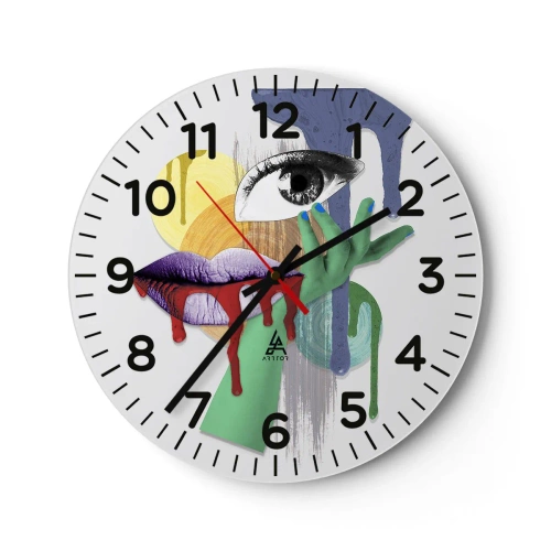 Wall clock - Clock on glass - Deconstructed Portrait - 40x40 cm