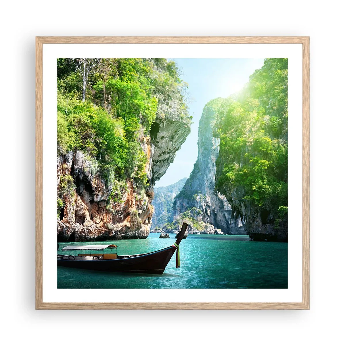 Poster in light oak frame - Invitation for an Exotic Trip - 60x60 cm