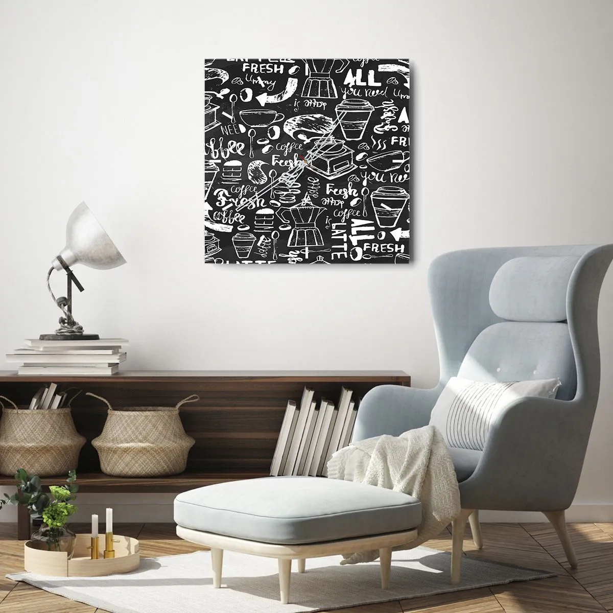 Wall clock - Clock on glass - All You Need Is… - 40x40 cm