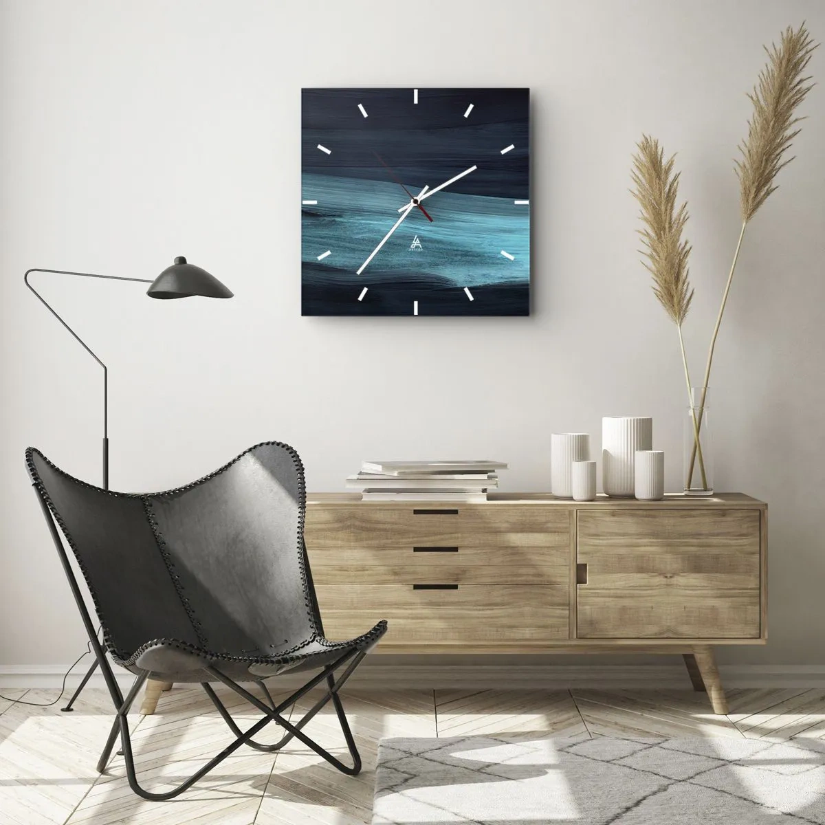 Wall clock - Clock on glass - Swim with the Flow - 30x30 cm