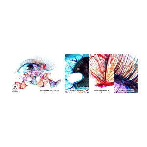 Photo Wallpaper Sample Self-Adhesive Deluxe Sticker - Fairytale Charm of the Eyes - Woman's Eye, Butterfly, Abstraction - 100x30 cm