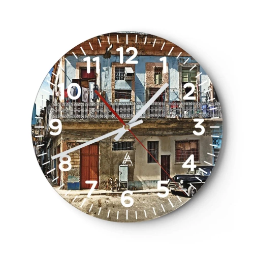 Wall clock - Clock on glass - Havana Style - 40x40 cm