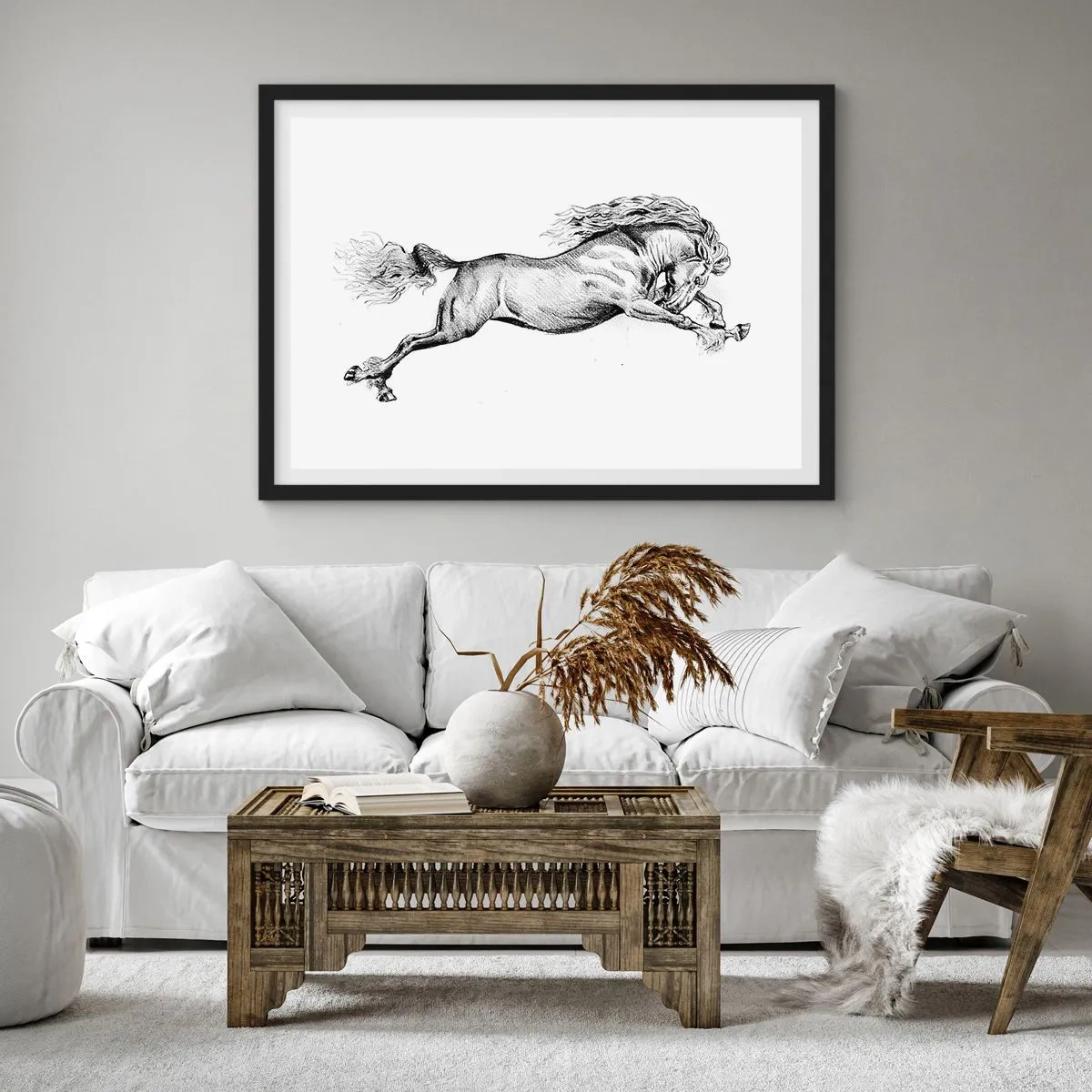 Poster in black frame - Stopped at a Gallop - 50x40 cm