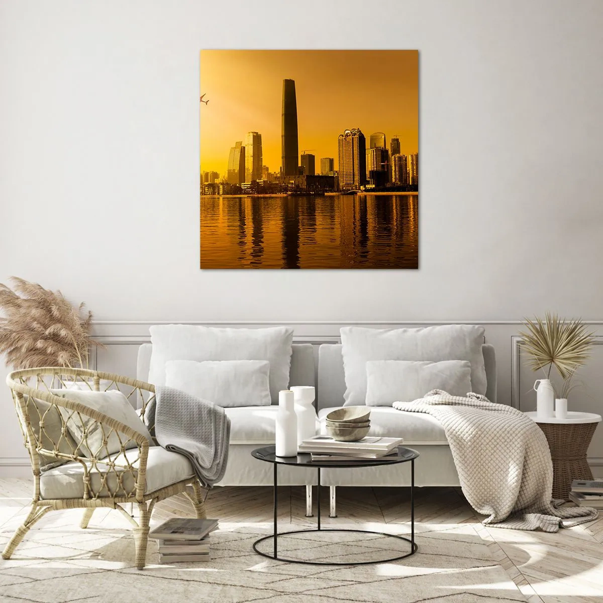 Glass picture - Golden City - 40x40 cm