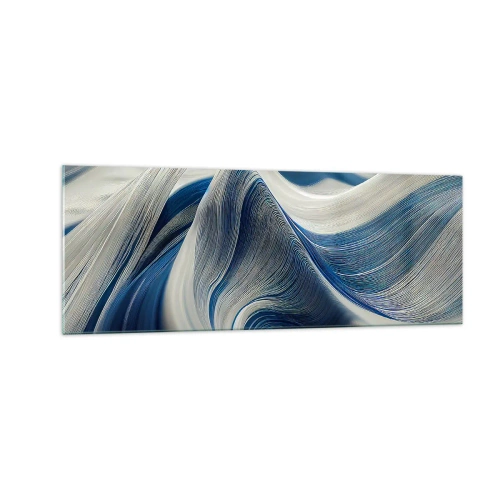 Glass picture - Fluidity of Blue and White - 140x50 cm