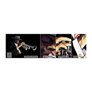 Photo Wallpaper Sample Self-Adhesive Deluxe Sticker - Charm of Old School - Music, Jazz, Trumpet - 100x30 cm