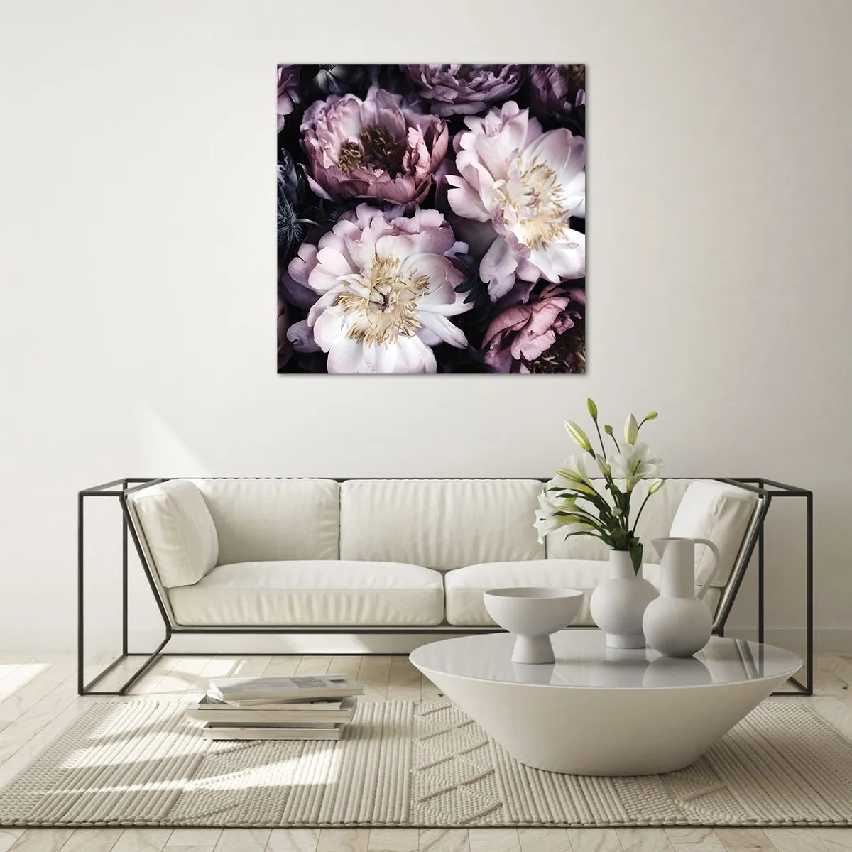 Glass picture - Old Style Bouquet - 30x30 cm