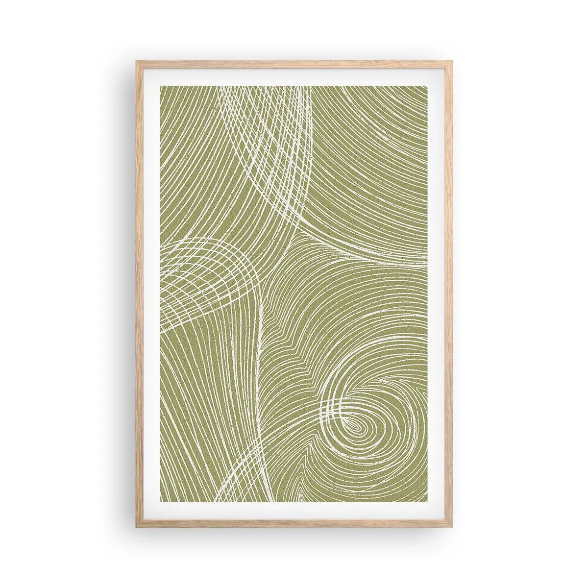 Poster in light oak frame - Intricate Abstract in White - 61x91 cm