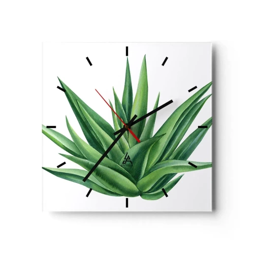 Wall clock - Clock on glass - Green - Power - Life - 40x40 cm
