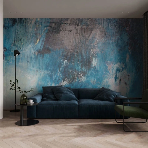 Photo Wallpaper Premium Canvas - Blue Rhapsody - Abstraction, Piece, Modern Art - 400x280 cm