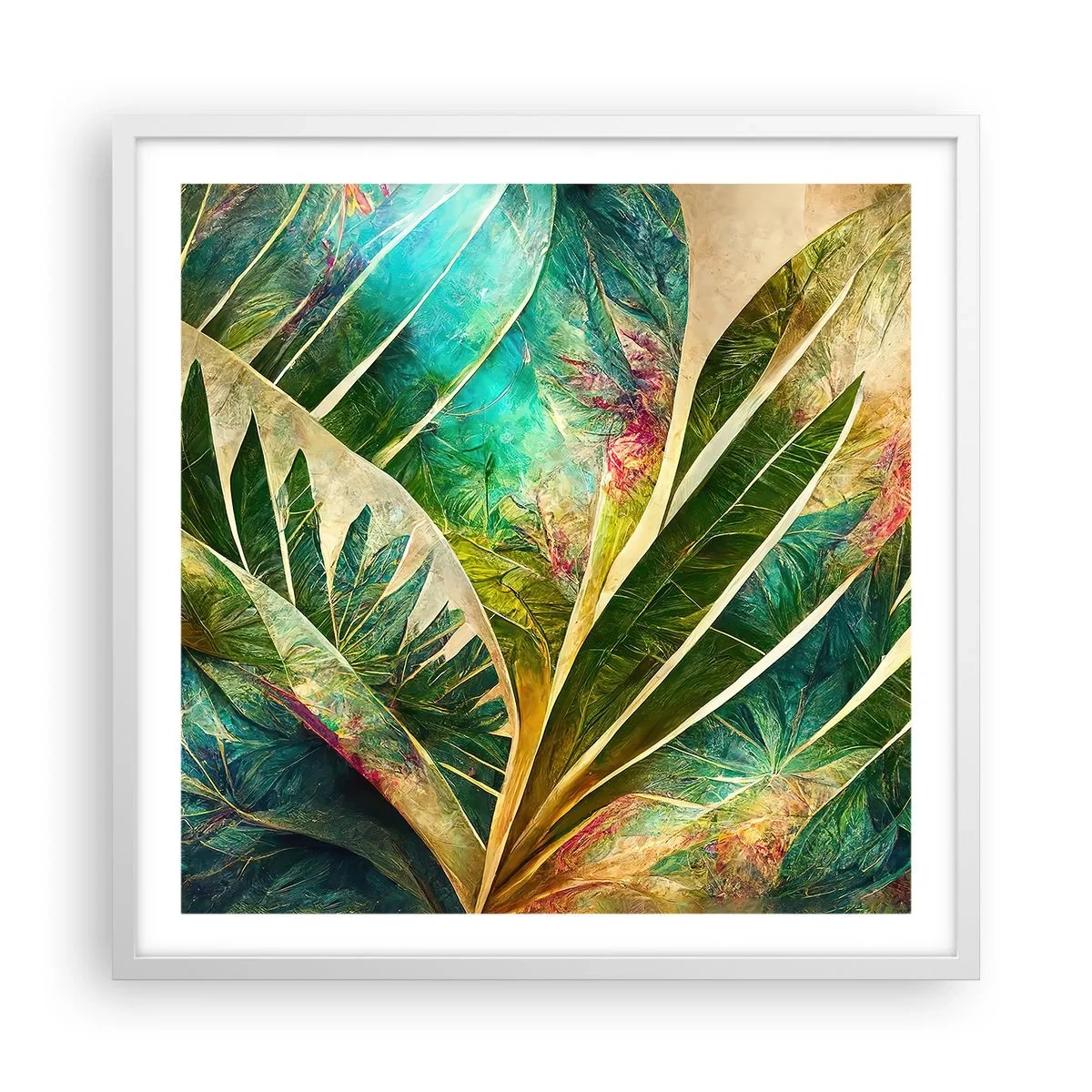 Poster in white frmae - Colours of the Tropics - 60x60 cm