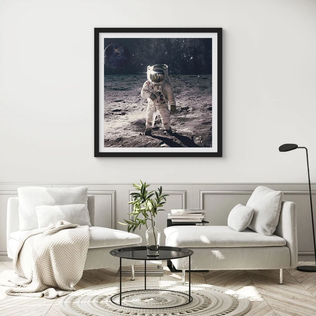 Poster in black frame - Greetings from the Moon - 30x30 cm