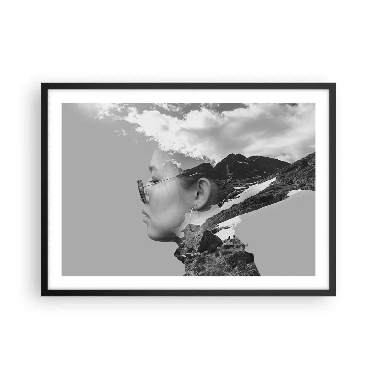 Poster in black frame - Cloudy Portrait - 70x50 cm