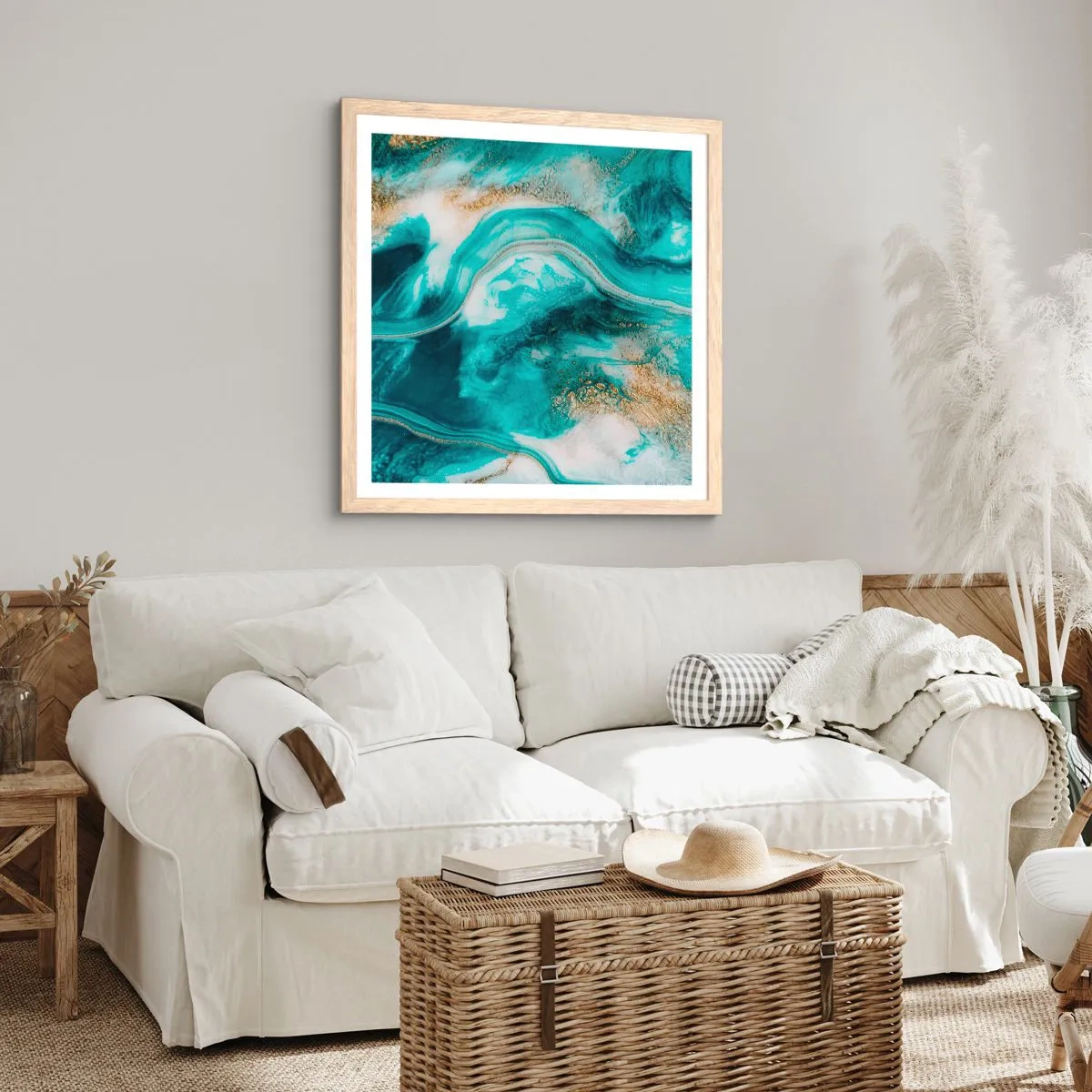 Poster in light oak frame - River of Gold - 60x60 cm