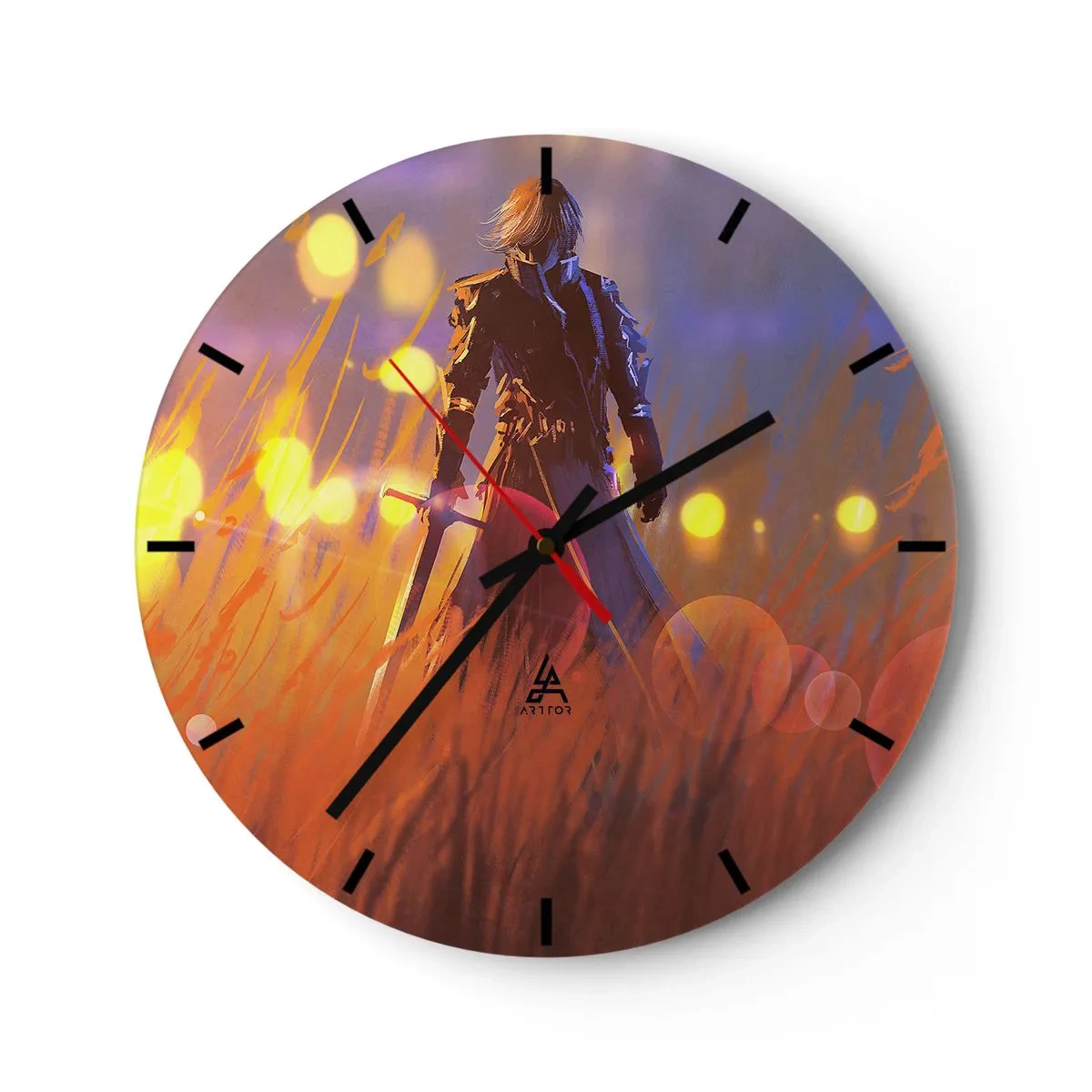 Wall clock - Clock on glass - Knight-errant - 40x40 cm
