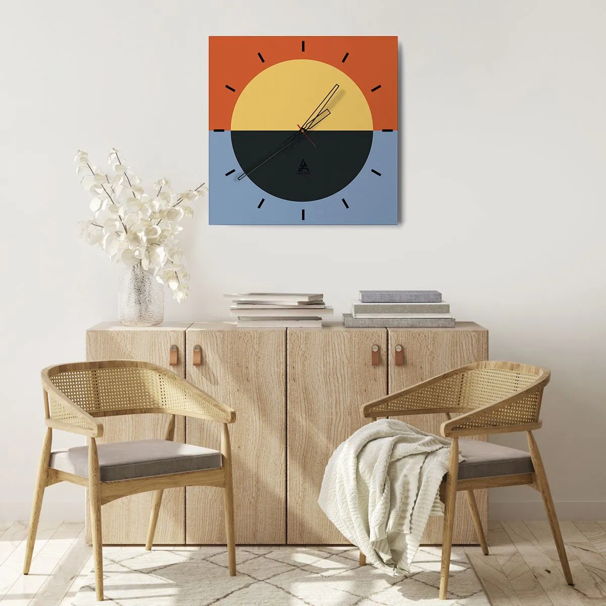 Wall clock - Clock on glass - Composition of Warm and Cool - 40x40 cm