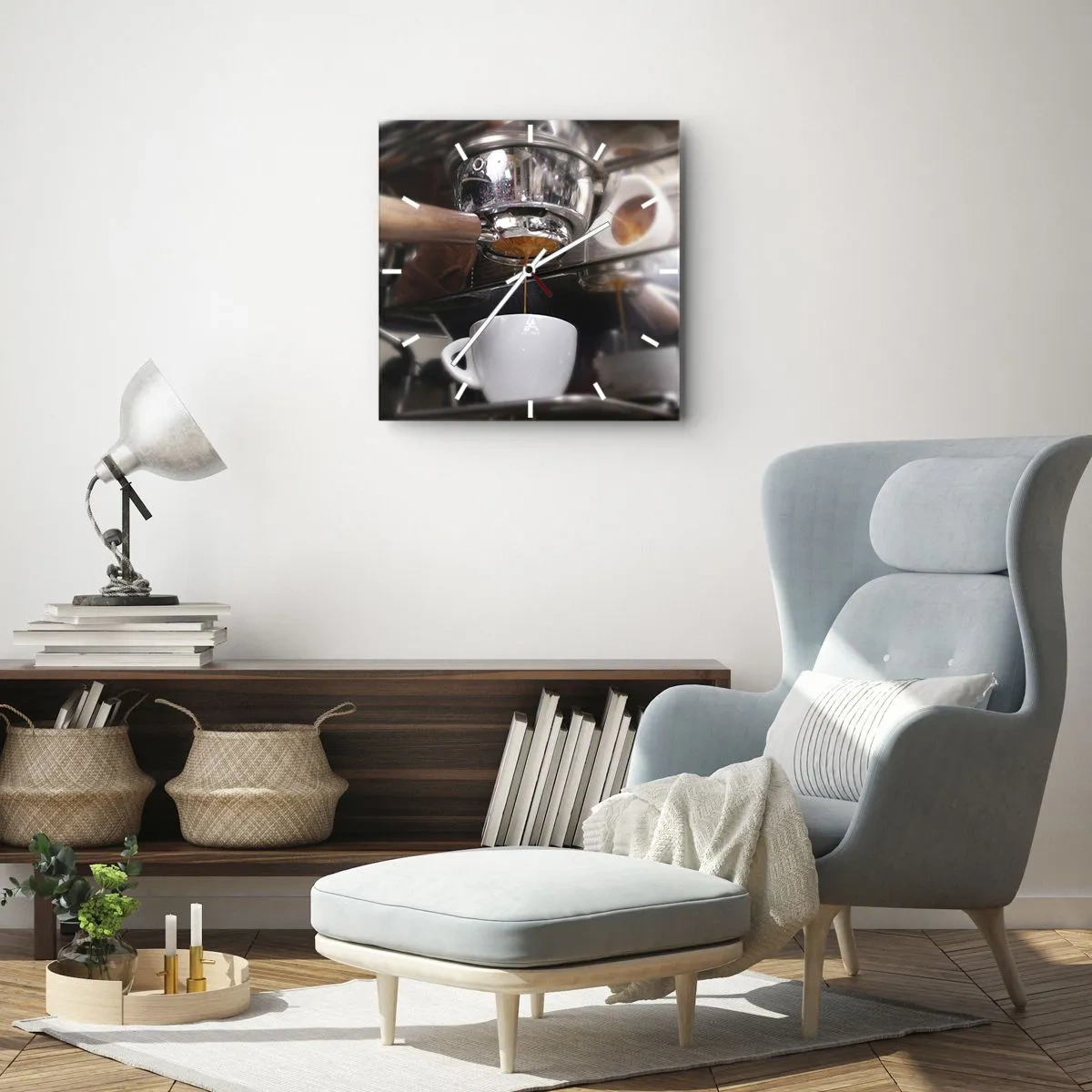 Wall clock - Clock on glass - Good Moment of the Day - 40x40 cm