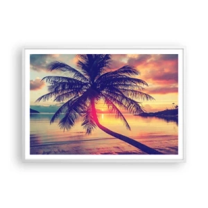 Poster in white frmae - Evening under the Palm Trees - 100x70 cm