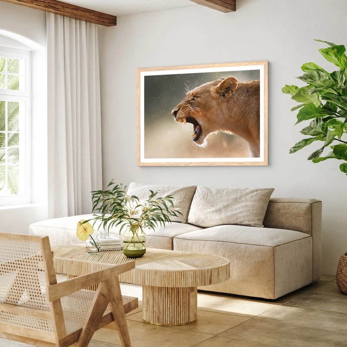 Poster in light oak frame - Try Not to Listen - 70x50 cm