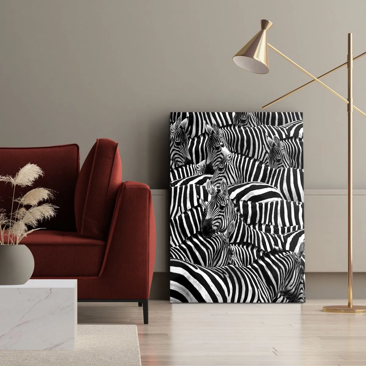 Canvas picture - Striped Group Portrait - 65x120 cm