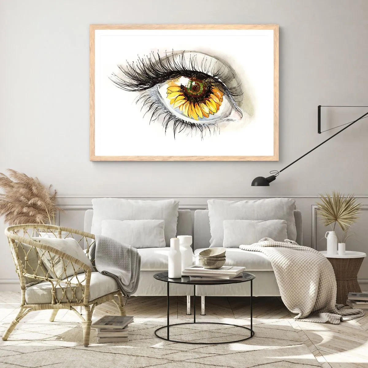 Poster in light oak frame - Look Hot As a Summer - 100x70 cm