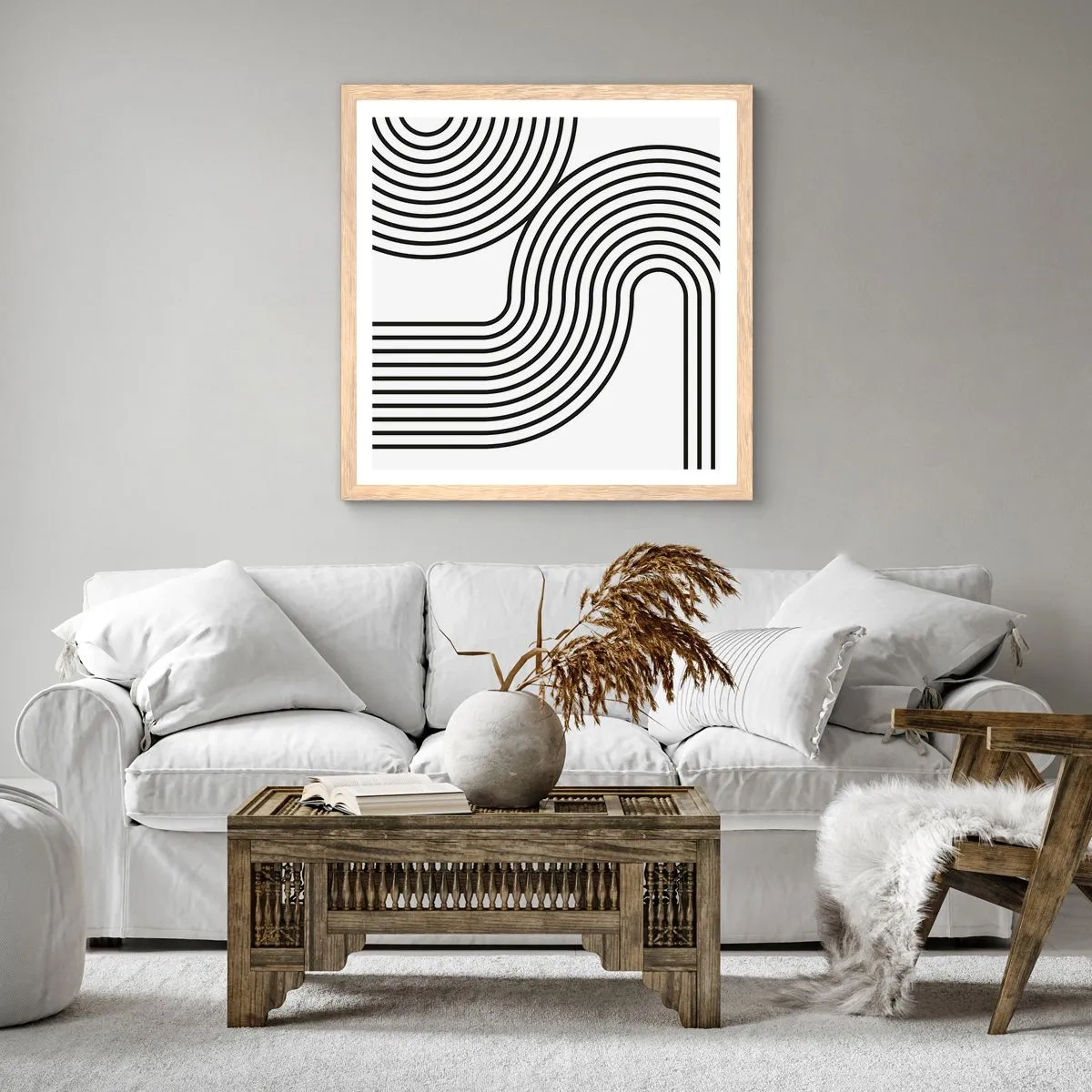 Poster in light oak frame - On the Curve - 60x60 cm