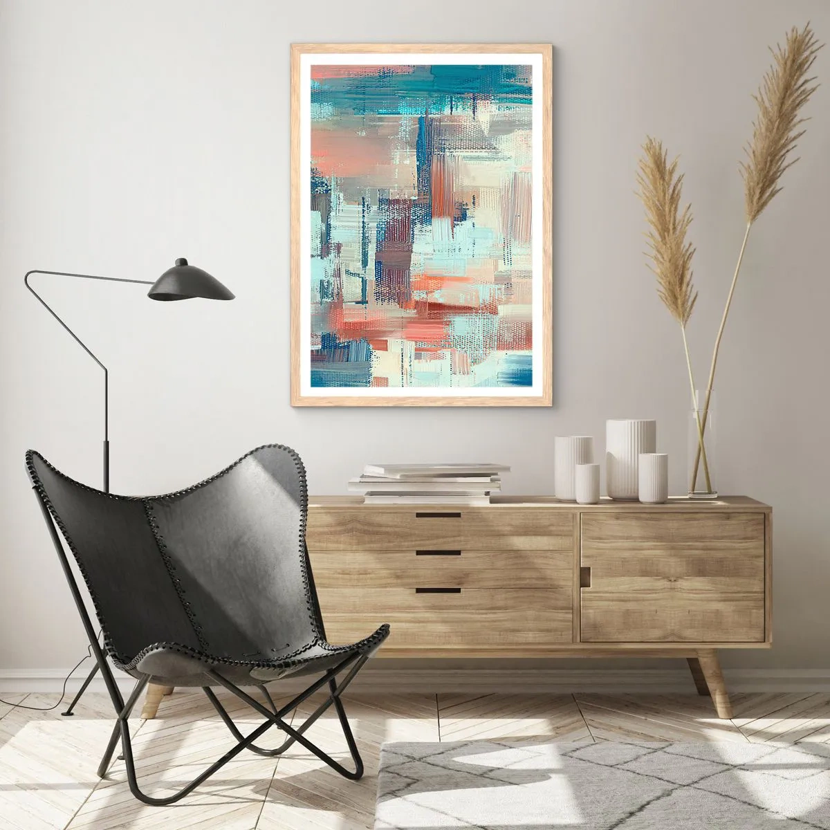 Poster in light oak frame - Reaching Light - 70x100 cm
