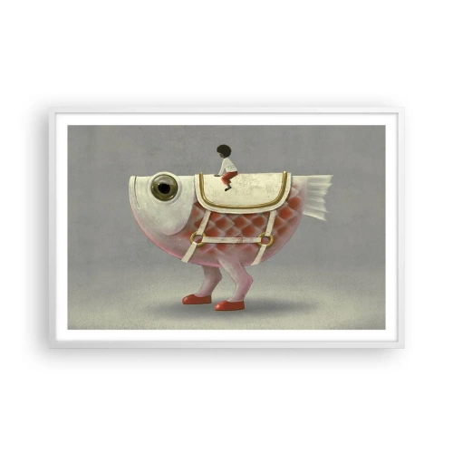 Poster in white frmae - Fish Jockey - 91x61 cm