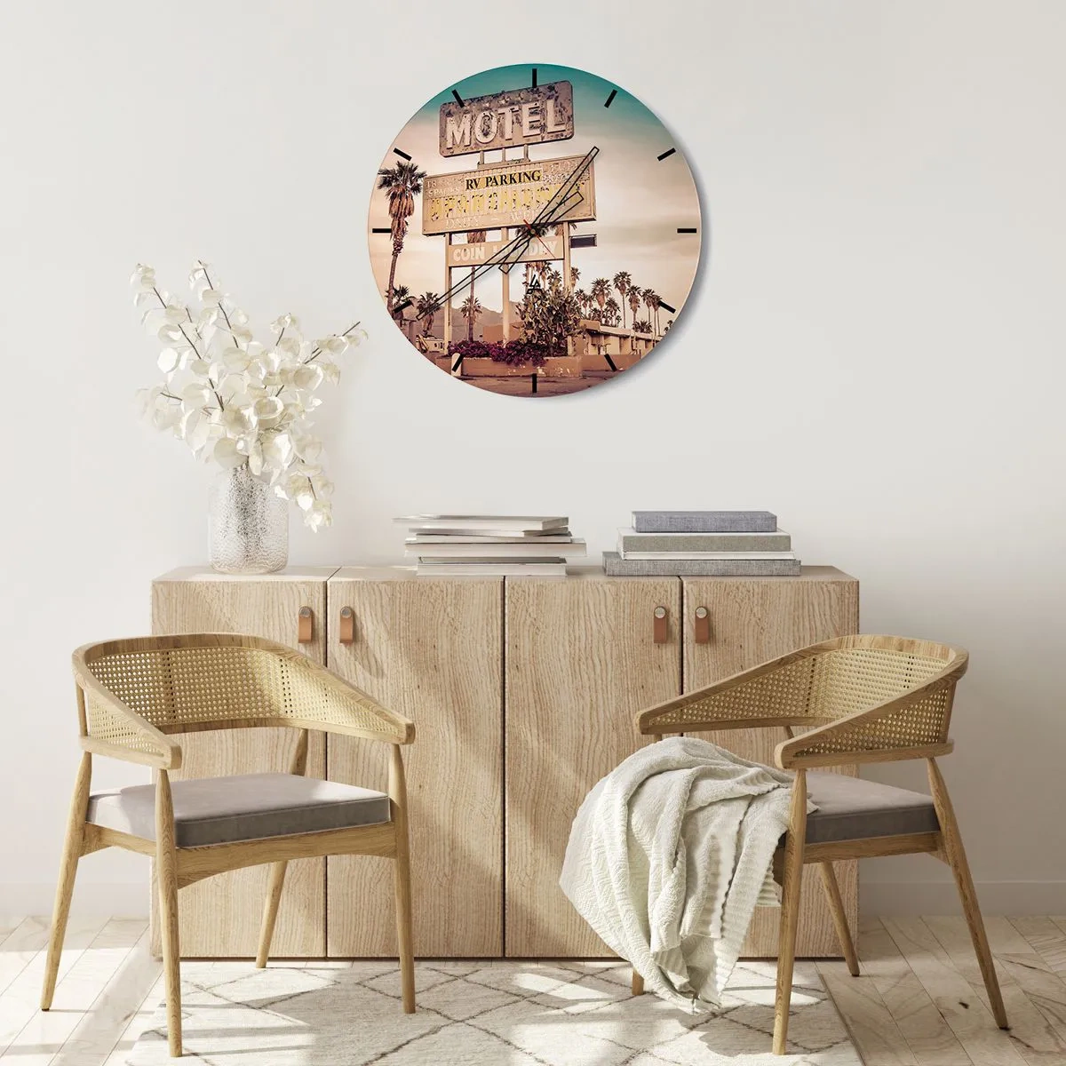 Wall clock - Clock on glass - The Time Stopped Here - 30x30 cm