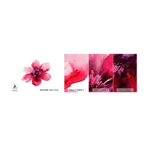 Photo Wallpaper Sample Self-Adhesive Deluxe Sticker - Carmine, Fragrant Kiss - Flower, Watercolors, Graphics - 100x30 cm