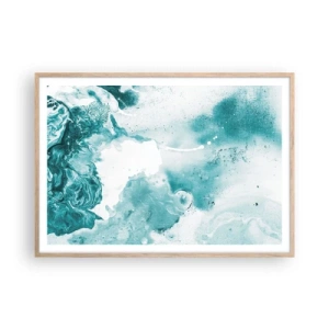 Poster in light oak frame - Lakes of Blue - 100x70 cm