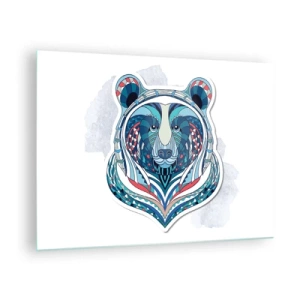 Glass picture - A colorful, geometric portrait of a teddy bear - 70x50cm - Eviva Grenlandia! - Modern wall decoration for the living room and bedroom ARTTOR