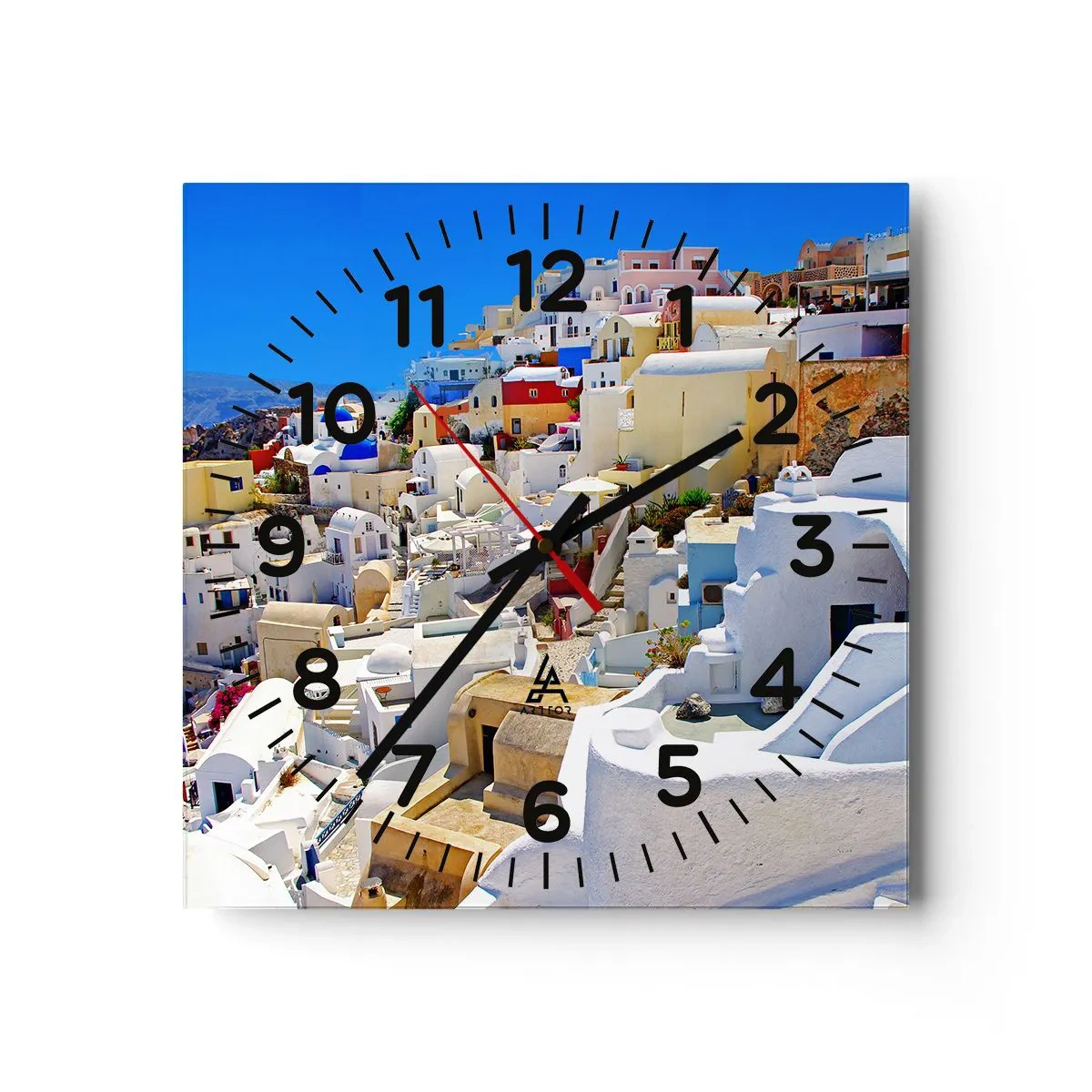 Wall clock - Clock on glass - Draming of a Greek Summer - 30x30 cm
