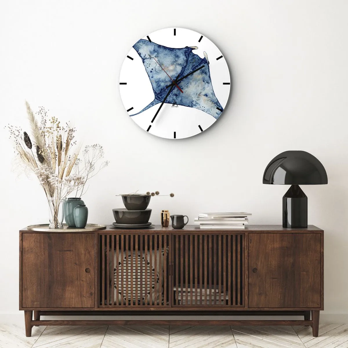 Wall clock - Clock on glass - Life In Blue - 40x40 cm