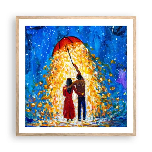 Poster in light oak frame - Magic of a Rainy Evening? - 60x60 cm