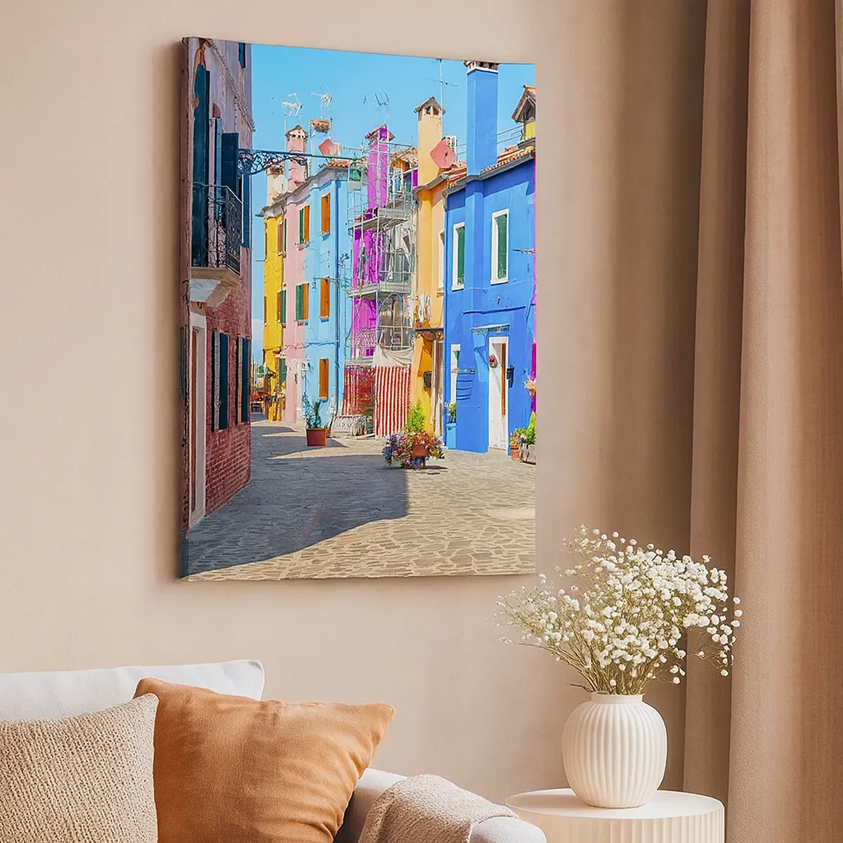 Canvas picture - Town Bursting with Colours - 50x70 cm