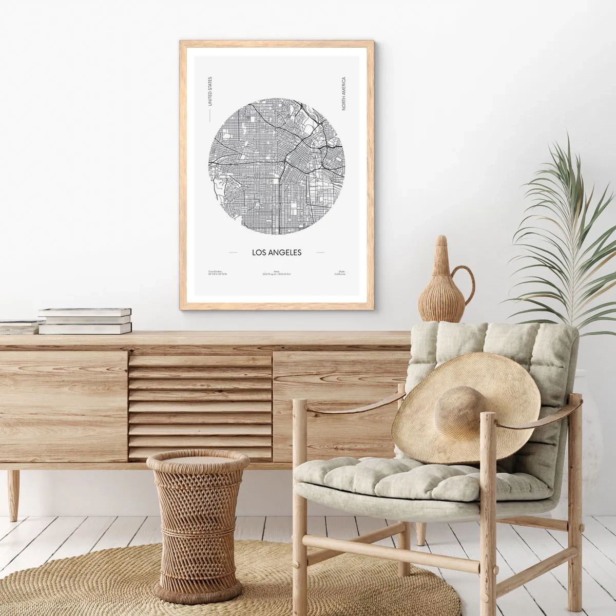 Poster in light oak frame - Anatomy of Los Angeles - 30x40 cm