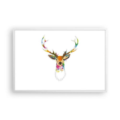 Poster in white frmae - Deer Bathed in Colour - 91x61 cm