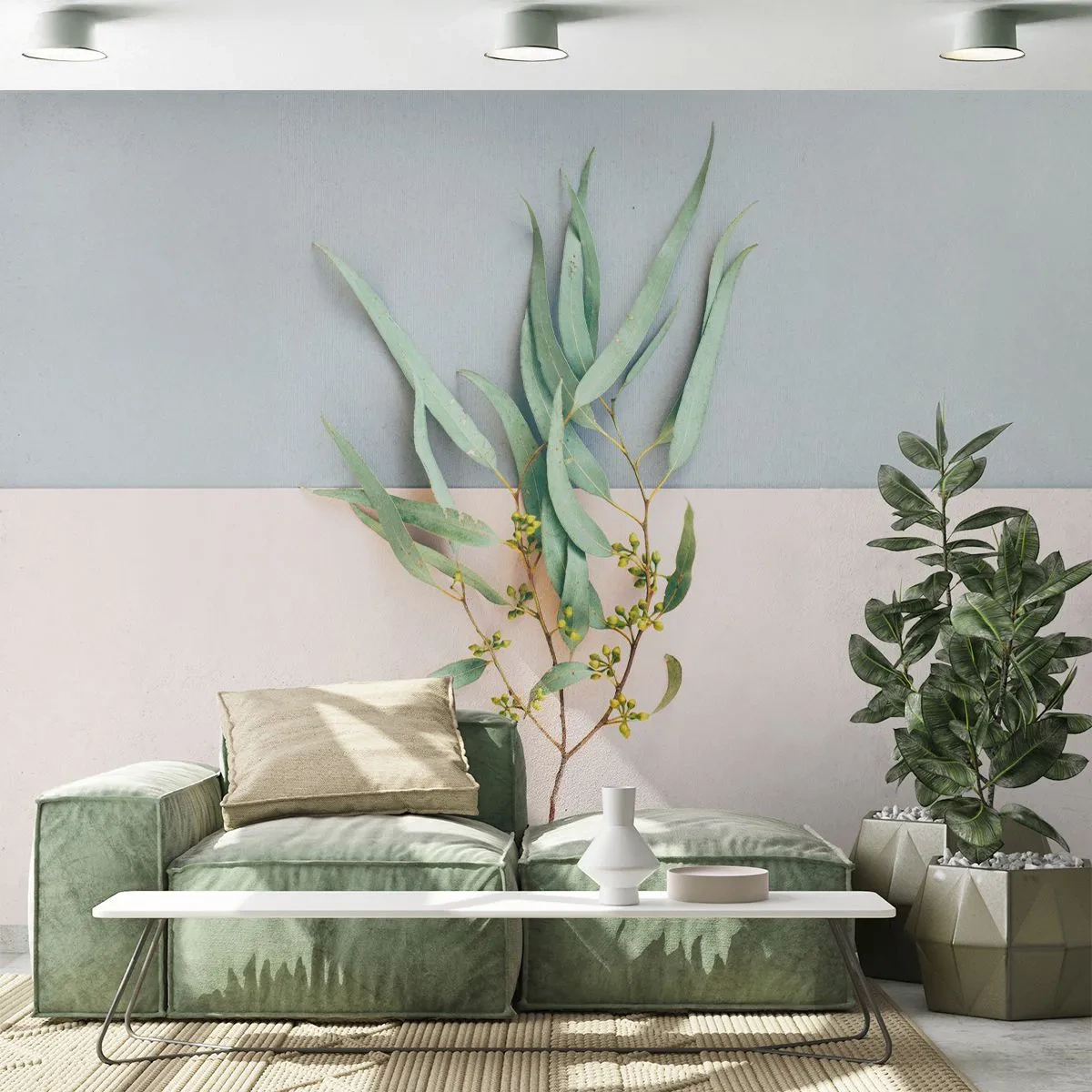 Photo Wallpaper Premium Canvas - Pastel Subtlety - Pastel, Plant, Boho - 200x140 cm