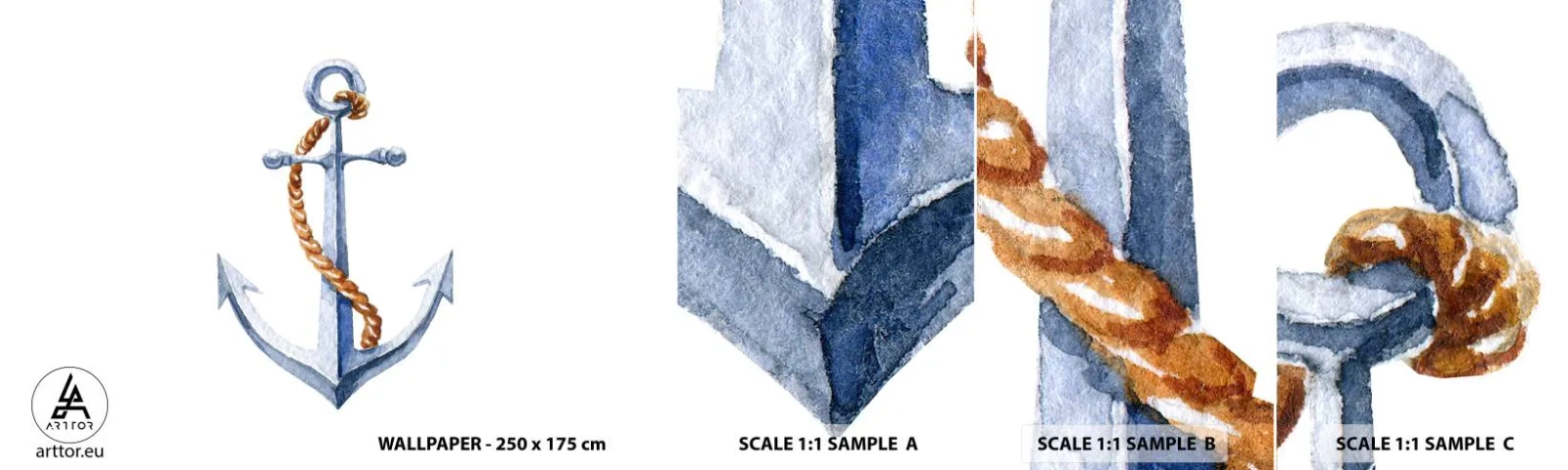 Photo Wallpaper Sample Standard Eco - Ahoy Adventure! - Anchor, Hobby, sailing - 100x30 cm